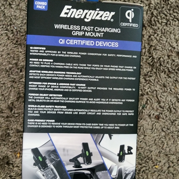 Energizer QI Wireless Charging Expandable Grip Vent & Dash & Window Mount NWT - Picture 4 of 5